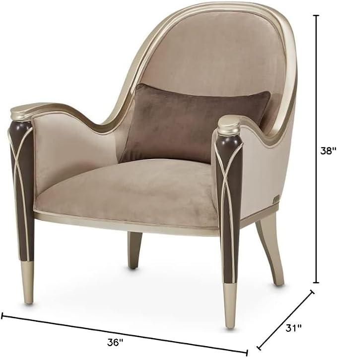 MICHAEL AMINI Villa Cherie Accent Velvet Chair in Porcini/Hazelnut Brown - Image 3