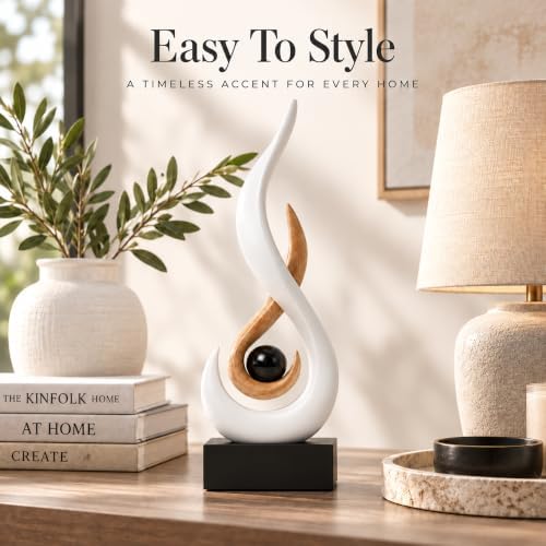 FJS White Abstract Flame Sculpture for Living Room Coffee Table Decor - Image 5