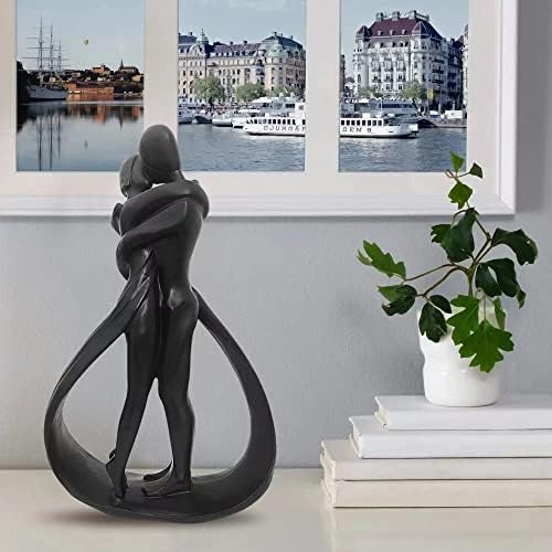 Resin Couple Modern Sculptures Home Decor Romantic Gift for Weddings Valentine's Day and Anniversaries Decoration Figurine for Girlfriend, Bridal Shower, Engagement (Black) - Image 2