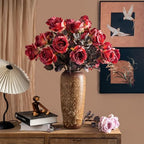 Artificial Flowers Artificial Roses 23.2In Fake Roses Long Stem Artificial Flowers for Tall Vase Silk Rose Suitable for Indoor Decoration Wedding Party Decor DIY Bouquet Autumn (20PCS,Red) - Image 3
