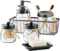 SheeChung Mason Jar Bathroom Accessories Set, 6Pcs Rustic Bathroom Set,Grey by SheeChung
