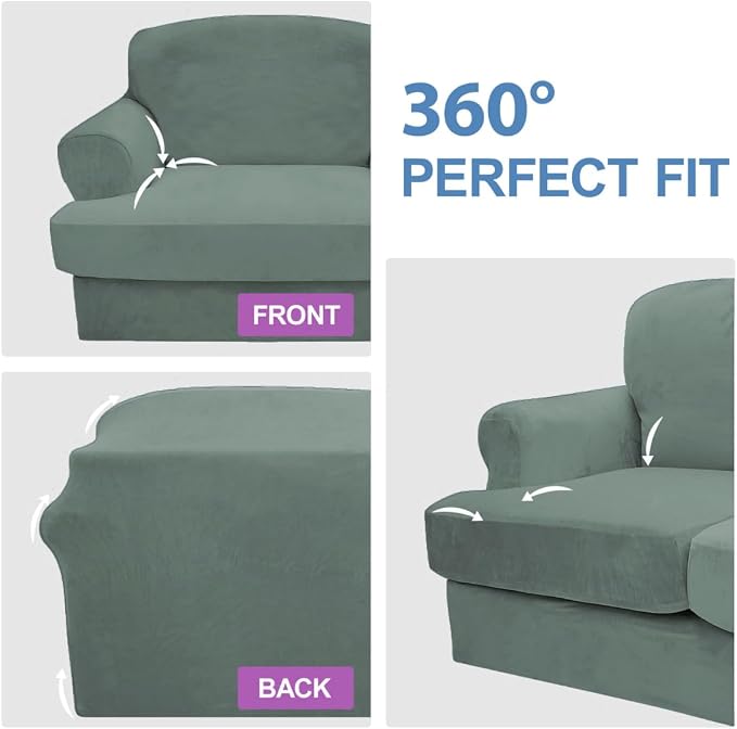 CUCRAF Cushion Sofa Cover 4 Piece Slipcovers, Soft Thick Velvet Couch Cover - Image 6