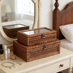 DECOR4SEASON Set of 2 Rattan and Cane Stacking Boxes,Brown,12"&14" - Image 5