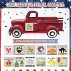 Apple Decor 13.4" Farmhouse Vintage Red Truck with 20 Magnets - Image 3