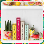 Lineshading 4 Pcs Summer Table Decoration Wooden Book Lemon Watermelon Sign - Image 5