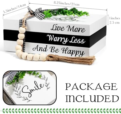 Capoda 3 Pcs Decorative Books for Home Decor, Smile - Image 2