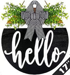 17 inch Rustic Welcome Sign with Bow and 3D Letters for Front Door by PSOIRGCNH