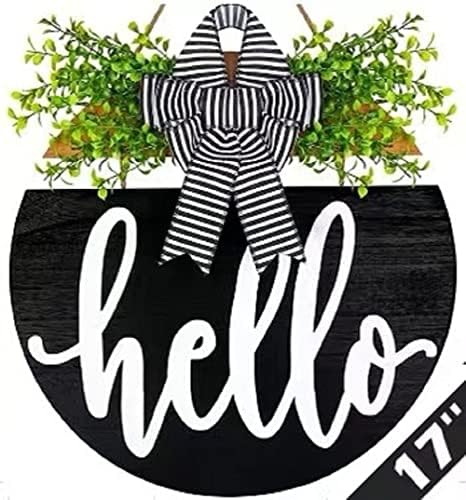 17 inch Rustic Welcome Sign with Bow and 3D Letters for Front Door by PSOIRGCNH