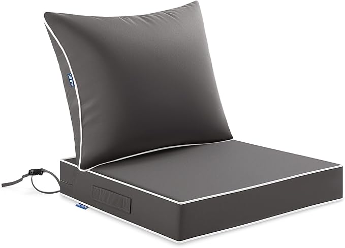 MIULEE Dark Grey Outdoor Seat Cushion 22x22 Inch Waterproof & 3 Year Fade by MIULEE