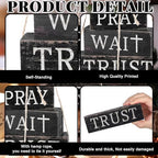 CroBlissful 4 Pcs Farmhouse Wooden Table Decor Christian Tiered Tray Decorations Rustic Religious Gift Block Sign Pray Wait Trust Table Centerpiece for Home Kitchen Living Room Shelf Mantle - Image 5