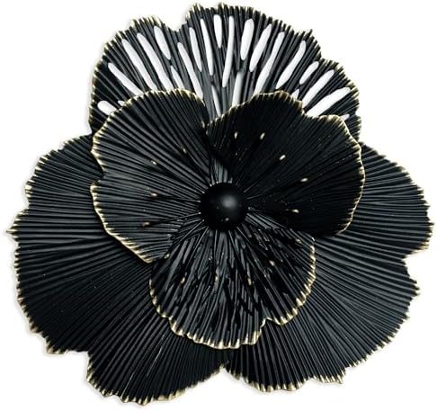Metal Flower Wall Art Decor, 10'' Black Gold Layer Rustic Floral Sclupture by Picfarce