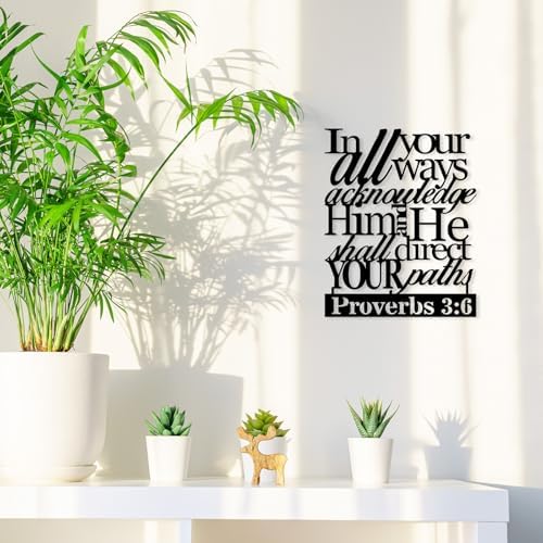 Proverbs 3:6 Bible Verse Metal Wall Art, Religious Wall Sign, 11.4x14.1inch - Image 6