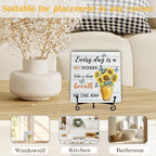 Everyday Is A New Beginning Wooden Sign, Farmhouse Sunflowers Desk Decor for Home, Bedroom, Office, Inspirational and Motivational Gifts for Women Men (A04) - Image 6