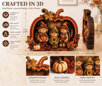 Vintage Wooden Scarecrow Pumpkin Fall Decor, 3D Fall Decorations for Home, Rustic Autumn Harvest Decor with Maple Leaves & Sunflowers, Thanksgiving Tabletop Decor for Shelf, Mantel, Farmhouse - Image 4