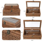 DECOR4SEASON Set of 2 Rattan and Cane Stacking Boxes,Brown,12"&14" - Image 3