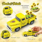 Sunflower Farm Truck Decor, 5.7 Inch Vintage Metal Pickup Tabletop Decor - Image 5