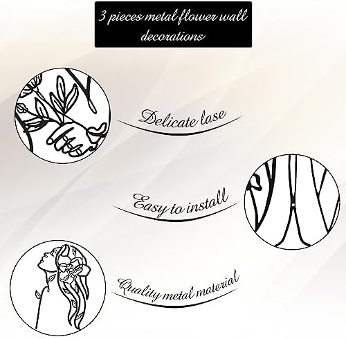 Photect 3 Pcs Metal Wall Art Minimalist Woman Line Decor, Stylish, Black - Image 5