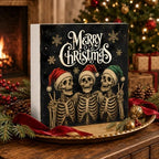 Christmas Decorations Gothic Funny Skeleton Santa Wooden Box Sign - Image 3