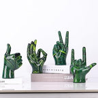 LCCCK Emerald Green Home Decor Peace Symbol Statue, Creative Hand Gesture Peace Sign Decor, Emerald Green Fingers Sculpture for Living Room Bedroom Coffee Table, Desktop, Bookshelf - Image 6