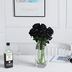 10pcs Black Roses Artificial Flowers, Realistic Faux Rose with Long Stem - Image 2