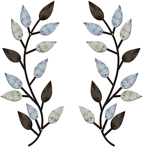 Zhengmy 2 Pcs Metal Leaf Wall Art Vine Branch Decor,Pastel Colors by Zhengmy
