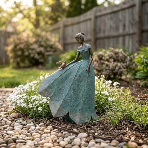 Guichifun Fairy Statue Home Decoration Leaf Angel Girls 8.5 x 5 x 12 Inch - Image 2