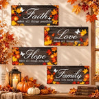 4 Pcs 10 x 4 Inch Fall Decorations for Home Maple Leaf Wall Decor, Black by Honoson