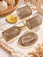 Haturi Glass Bathroom Accessories Set, Amber Brown Bathroom Set, 4 Pcs - Image 5