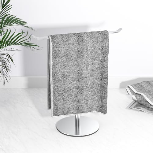 Silver T-Shaped Hand Towel Holder Stand for Countertops, Stainless Steel - Image 6