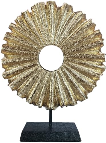 Modern Abstract Round Decorative Sculpture, Dining Living Room Desk Decor,Geometric Home Decor Statues,Shelf Top Decor Aesthetics, Coffee Tables or Office Shelves（Golden） by LAIKEARTS
