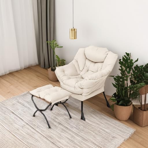 Welnow Lazy Chair with Ottoman, Modern Accent Chair with Armrests and a Side - Image 2