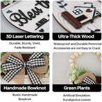 3D Bless This Home And All Who Enter Wooden front Door Signs，Door Decorations Hanging,Christian Jesus Home Porch Wall Decor，Spring Wreaths，Door Wreaths for Front Door Outside All Season - Image 3