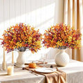 30PCS Fall Artificial Flowers Baby Breath, Burgundy & Orange Fall Flowers by Uieke