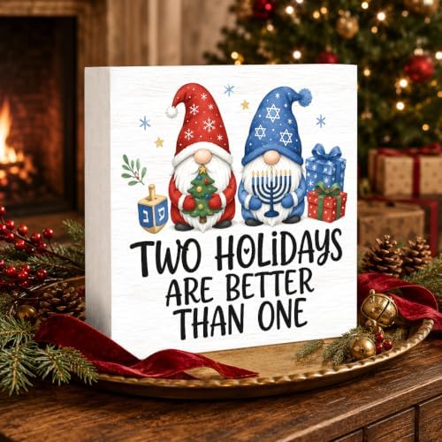Christmas Decorations Hanukkah Gnome Two Holidays Are Better Than One Sign - Image 3