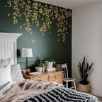 Gold Metallic Wall Decals Peel and Stick Large Wall Stickers Large Sketch Minimal Line Transfer for Women Living Room, Bedroom Decor, Gold Vines by Flortlias