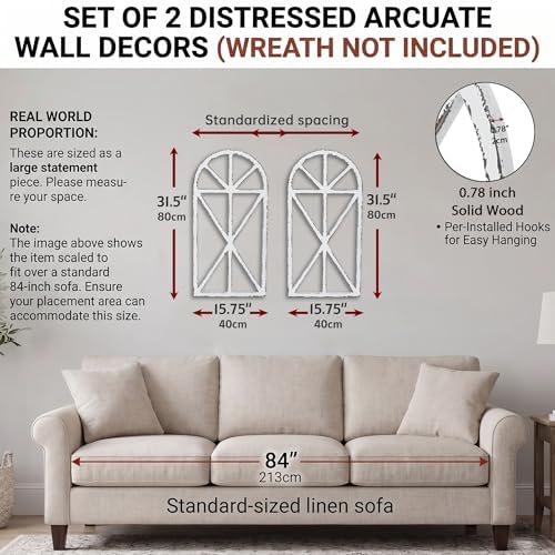 Set of 2 Large Farmhouse Window Frame Wall Decor, Rustic Wood Wall Art - Image 2