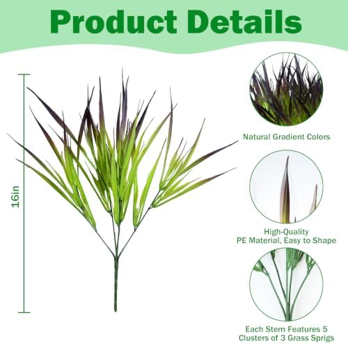 Uieke 12 Bundles Artificial Outdoor Plants UV Resistant Fake Grass Plants Faux Plastic Plants Greenery Shrubs for Home Garden Pathway Summer Decor, Deep Purple - Image 3