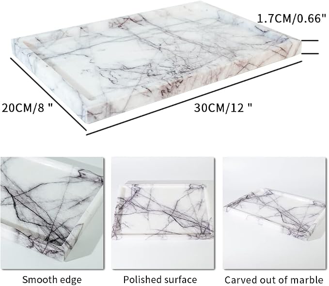 Real Luxurious Vanity Tray Natural Genuine Marble Storage Tray - Image 3