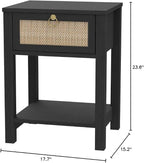 SICOTAS Rattan Nightstand, Rattan Decor Drawer - Image 2