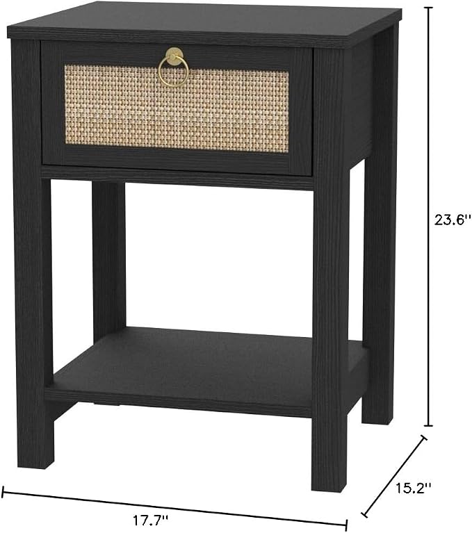 SICOTAS Rattan Nightstand, Rattan Decor Drawer - Image 2