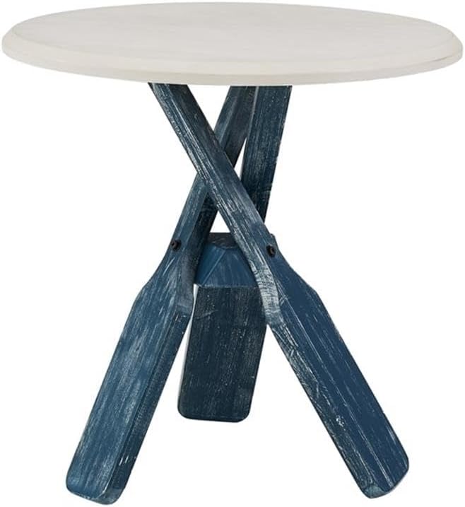 Pemberly Row Transitional Wood Side Table, 22 in Round Distressed Cream and - Image 10