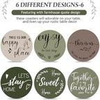 Queekay House Warming Gifts New Home Farmhouse Coasters Set of 6, Green - Image 4