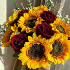 24PCS Fake Rustic Flowers Artificial Fall Sunflowers and Roses - Image 2