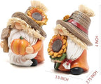 Hodao Fall Decorations for Home - Thanksgiving Gnome Figurines with Sunflower and Pumpkin, Resin Harvest Autumn Decor, Rustic Holiday Accent, for Family, Friends and Housewarming - Image 2