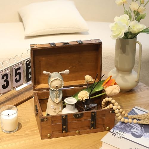 Vintage Wooden Treasure Chest - Decorative Pirate Box,11",Brown - Image 4