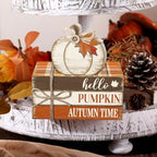Geelin 4 Pcs Fall Tiered Tray Decorations Thanksgiving Wooden Pumpkin and Maple Leaf Book Stack Signs, Autumn Vintage Table Decoration for Home Office Table Shelf Centerpiece Farmhouse Decorations - Image 6
