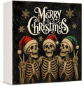 Christmas Decorations Gothic Funny Skeleton Santa Wooden Box Sign by GUDIO