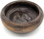 CVHOMEDECO. Primitives Solid Wood Functional and Collectible Bowl Vintage Round Hand Carved Wooden Bowl Rustic Treenware Artworks for Serving Nuts Snacks Fruits or Accent Decor, 9 Inch - Image 2