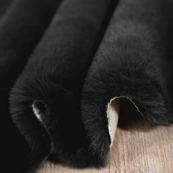 ORINOVA Faux Bunny Fur Rug Plush Area Rugs Machine Washable Black 4x6 Shag Area - Image 5