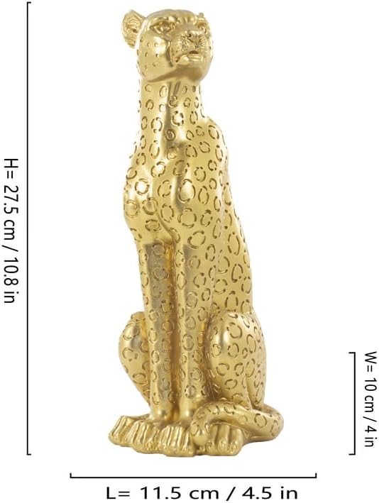 Cheetah Statue Sculptures Home Decor , 11"Gold Leopard Antique Classical Figurine Sitting Sculpture Standing,Office,living room,dining room,display rack,coffee table or entrance tabletop decoration - Image 3